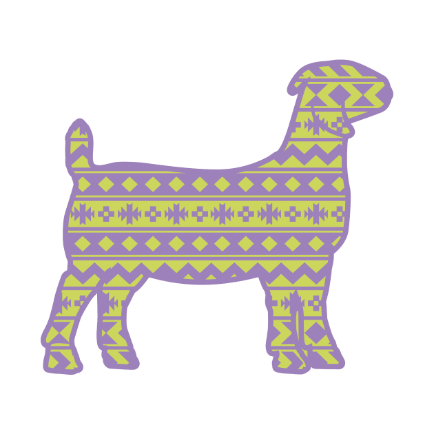 Boer Goat with Blue Green Southwest Aztec Pattern by SAMMO