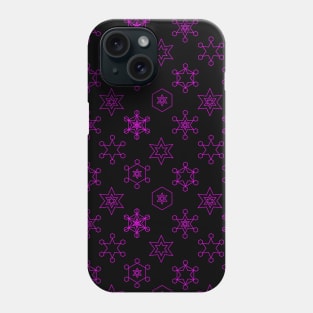 Assorted Snowflakes Magenta on Black Phone Case