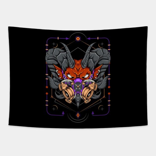 Devil face with apocalypse mask Tapestry by AGORA studio