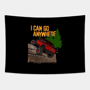 Red Jeep Flex I Can Go Anywhere Tapestry
