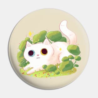 Cute white cat and flowers Pin