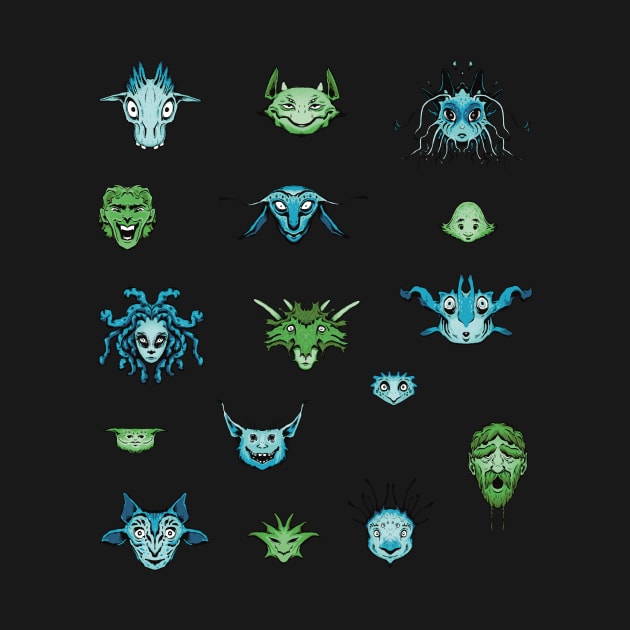 Monster Faces Sticker Sheet by Josslyn-Hagen