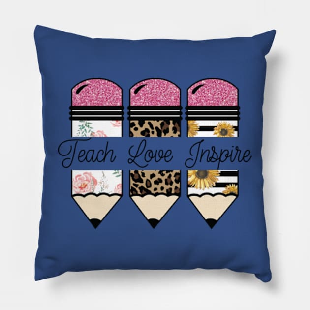 Teach Inspire Love Pencil Pillow by AudreyBertha