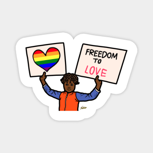 Person holding sign freedom love gay pride lgbtq Magnet