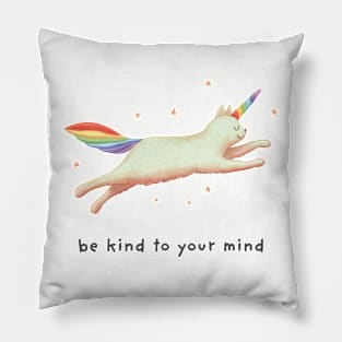 Be kind to your mind with unicorn cat for cat lovers Pillow