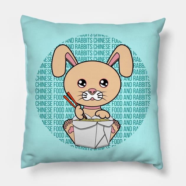 All I Need is chinese food and rabbits, chinese food and rabbits, chinese food and rabbits lover Pillow by JS ARTE