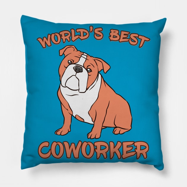 Bulldog World's Best Coworker WFH Pillow by DeesDeesigns