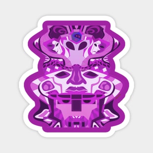 deep alien olmec totem head in purple mandala ecopop Magnet