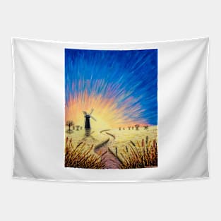 Norfolk Broads Windmill Painting Tapestry