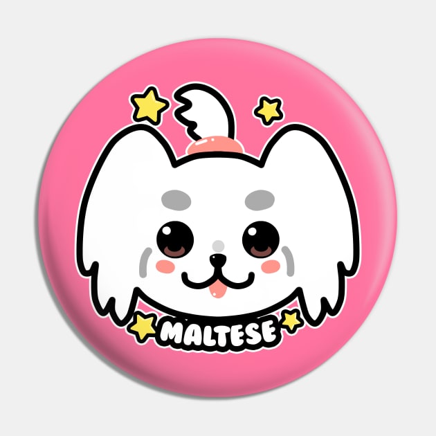 KAWAII Maltese Dog Face Pin by TechraNova