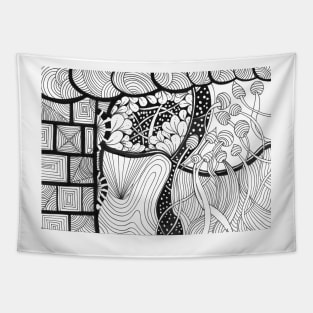 Abstract black and white Tapestry