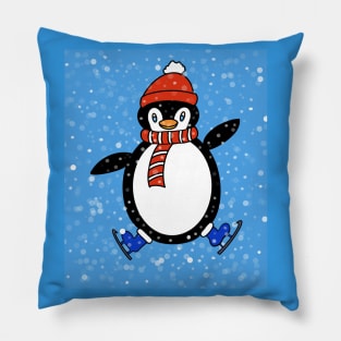 WHITE Christmas Penguin. Pillow