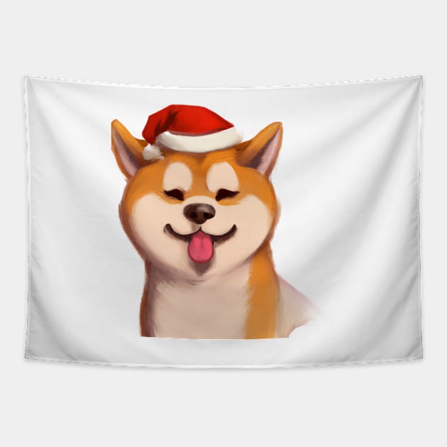 Cute Akita Inu Drawing Tapestry by Play Zoo