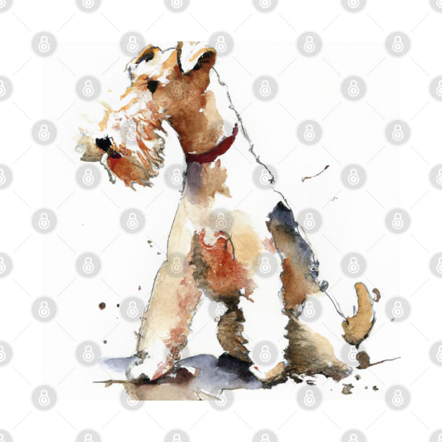 Wire Fox Terrier Watercolor - Dog Lover Gifts by Edd Paint Something