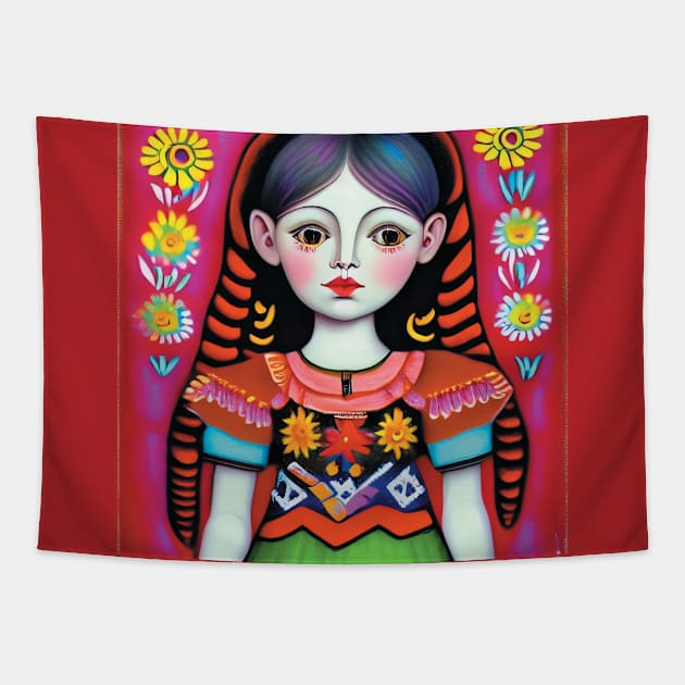 Beautiful girl with flowers Tapestry by Tiberiuss