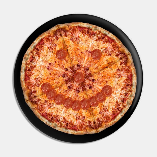 Smiling Pepperoni and Cheese Pizza Pie Face Pin by Art by Deborah Camp