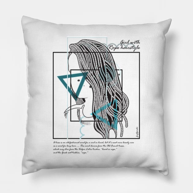 Girl with Rope hairstyle version 10 Pillow by Frajtgorski