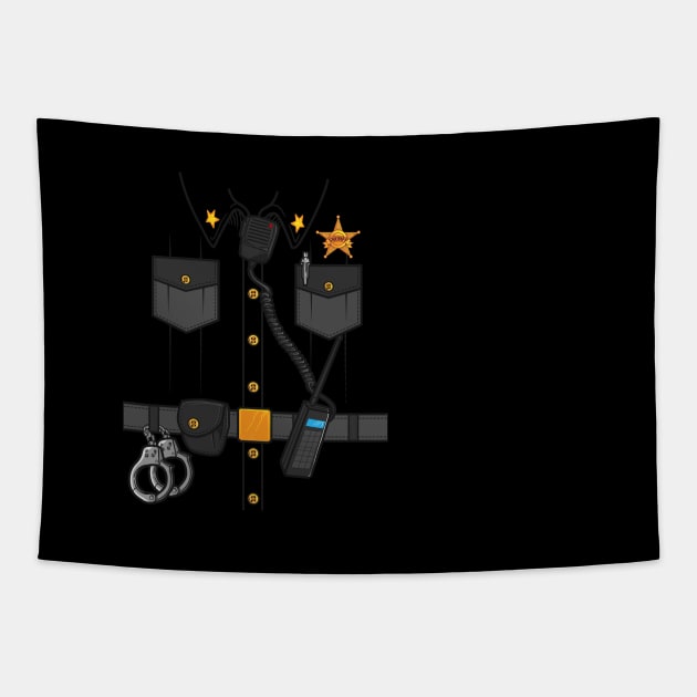 Policeman Costume Funny Halloween Police Officer Tapestry by captainmood