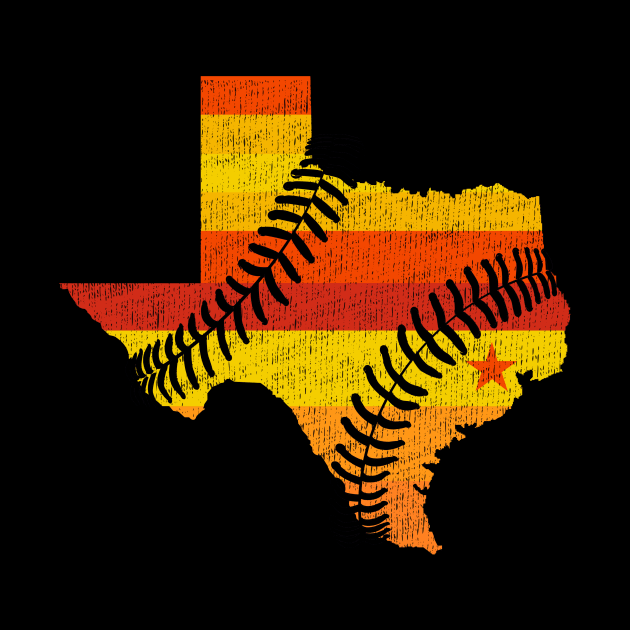 Vintage Houston Baseball Map Rainbow Orange Baseball by cytoplastmaximume