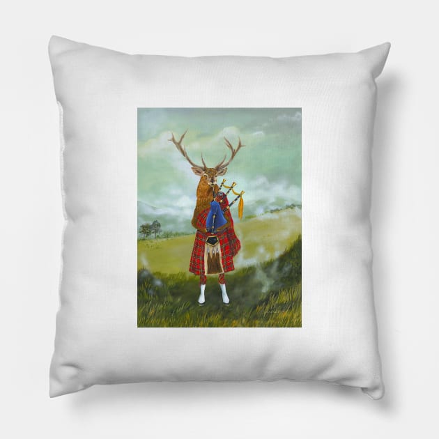 Angus Stagland Pillow by Jahna Vashti