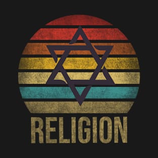 Jewish Star of David Religion Retro Sunset T-Shirt