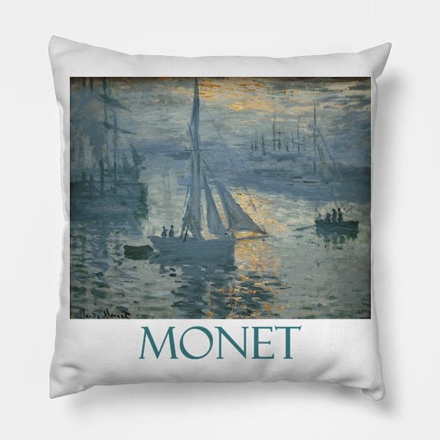 Sunrise - The Sea (1873) by Claude Monet Pillow by Naves