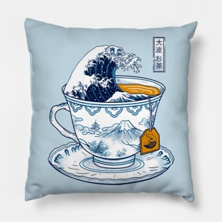 Great Tea Wave Back Print Pillow