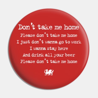 Wales Football — Don't Take Me Home Pin