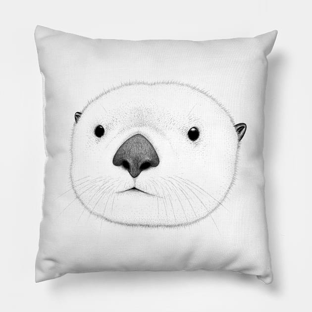 Sea Otter Face Pillow by OtterFamily