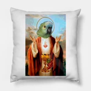 Jesus parrot 2 Pillow