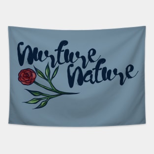 Nurture Nature Red Rose Black Ink Tapestry