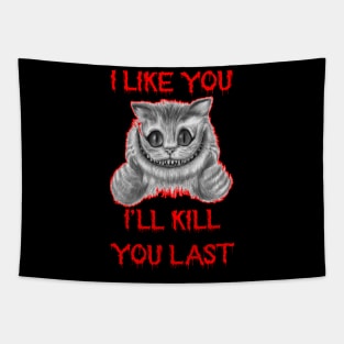 Funny Horror Cat Saying I Like You I'll Kill Last Tee Tapestry