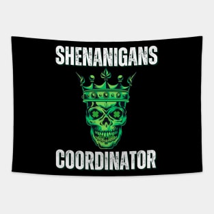 Shenanigans Coordinator - Green Skull Wearing A Crown Tapestry