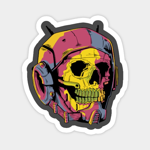 Mecha skull pilot Magnet by Art of Andy W