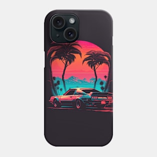 Retro Car in Synthwave Style retrowave Phone Case