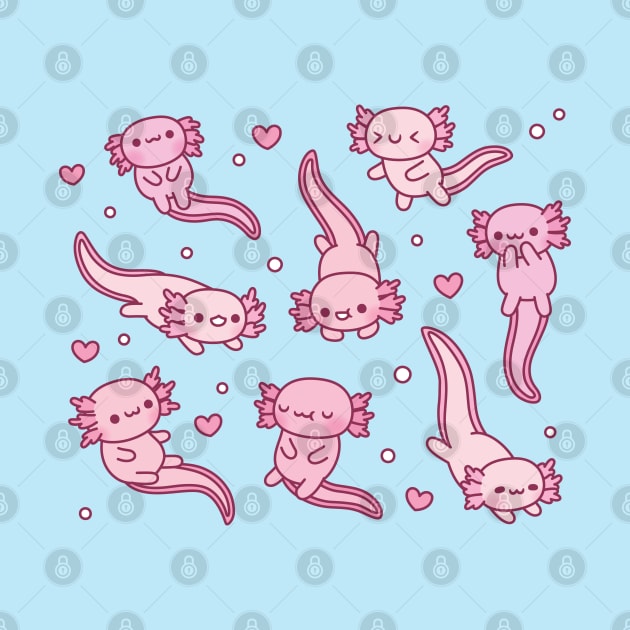 Cute Swimming Axolotls Doodle by rustydoodle