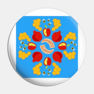 Rosh Hashanah Roundel in Mid Blue Pin