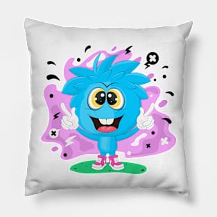 Cheering Cartoon Boy Pillow