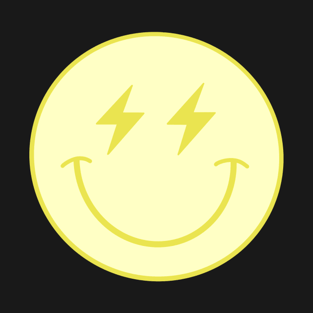 Yellow lightning bolt smiley face by trippyzipp