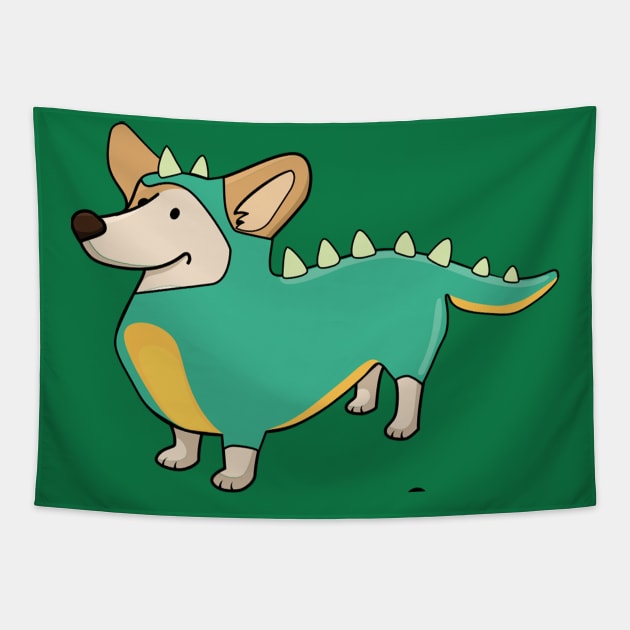 Corgisaurus Tapestry by Wanderingangel