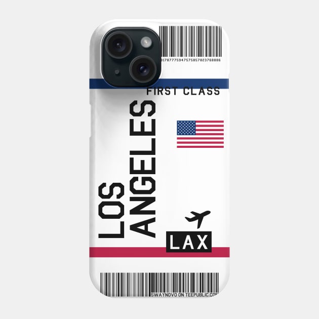 Flight Ticket Los Angeles Phone Case by swaynowo