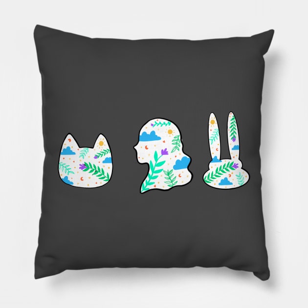 Flower faces Pillow by Dilaraizm