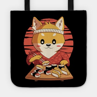 Kawaii Shiba Inu Dog Eating Japanese Sushi Anime Gift Tote