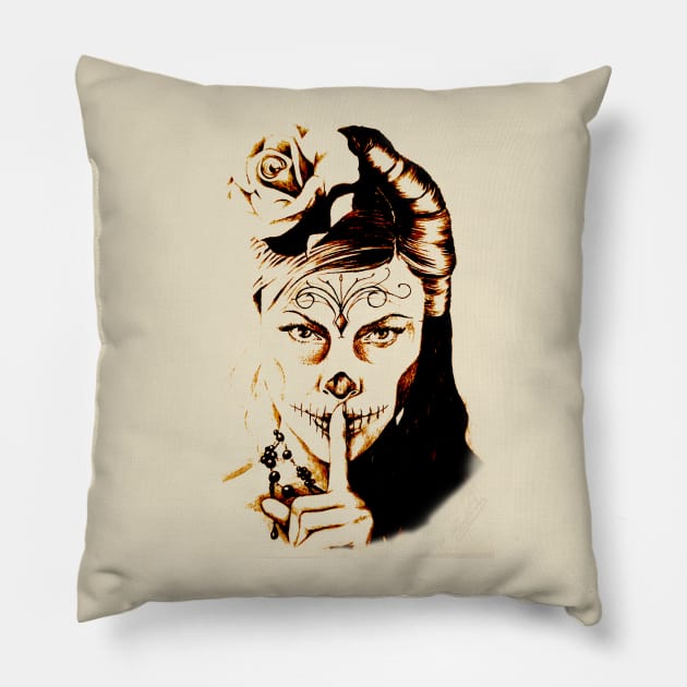 Skull girl Pillow by OctobersArt