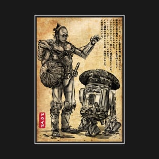 samurai droids woodblock T-Shirt