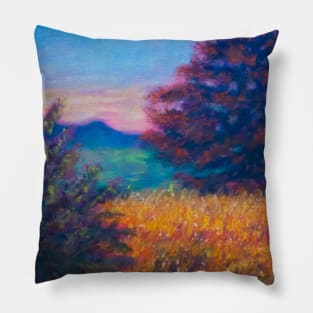 Pastel painting - Morning field Pillow