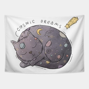 Cosmic Dreams Cat Tapestry