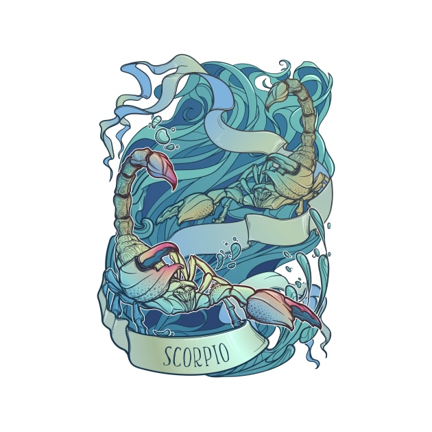 Zodiac sign of Scorpio, watercolor by AntonVTokarev