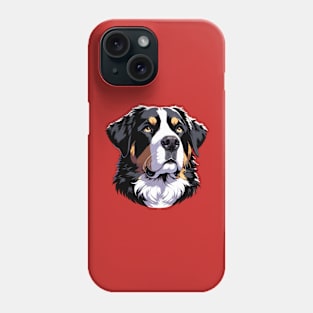 Stunning and Cool Greater Swiss Mountain Dog Monochrome and Gold Portrait for Father's Day Phone Case