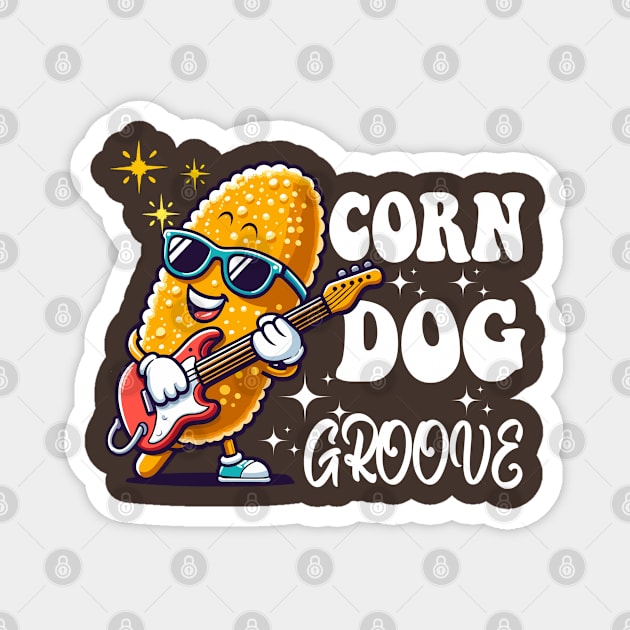 Corn Dog - Corn Dog Groove Magnet by JessArty